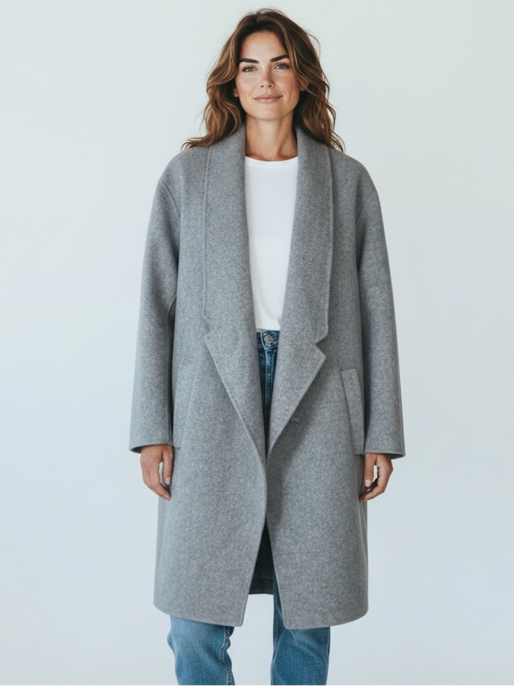 Eliza J Women's Gray Wool
Blend Open Front Coat